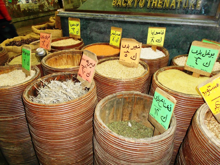 spices in baskets